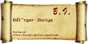 Bürger Ibolya névjegykártya